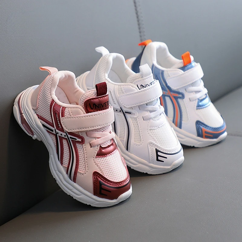 

Детские спортивные кроссовки, Новинка весна-осень 2022, сетчатые дышащие кроссовки для мальчиков и девочек, детская повседневная обувь на лип...