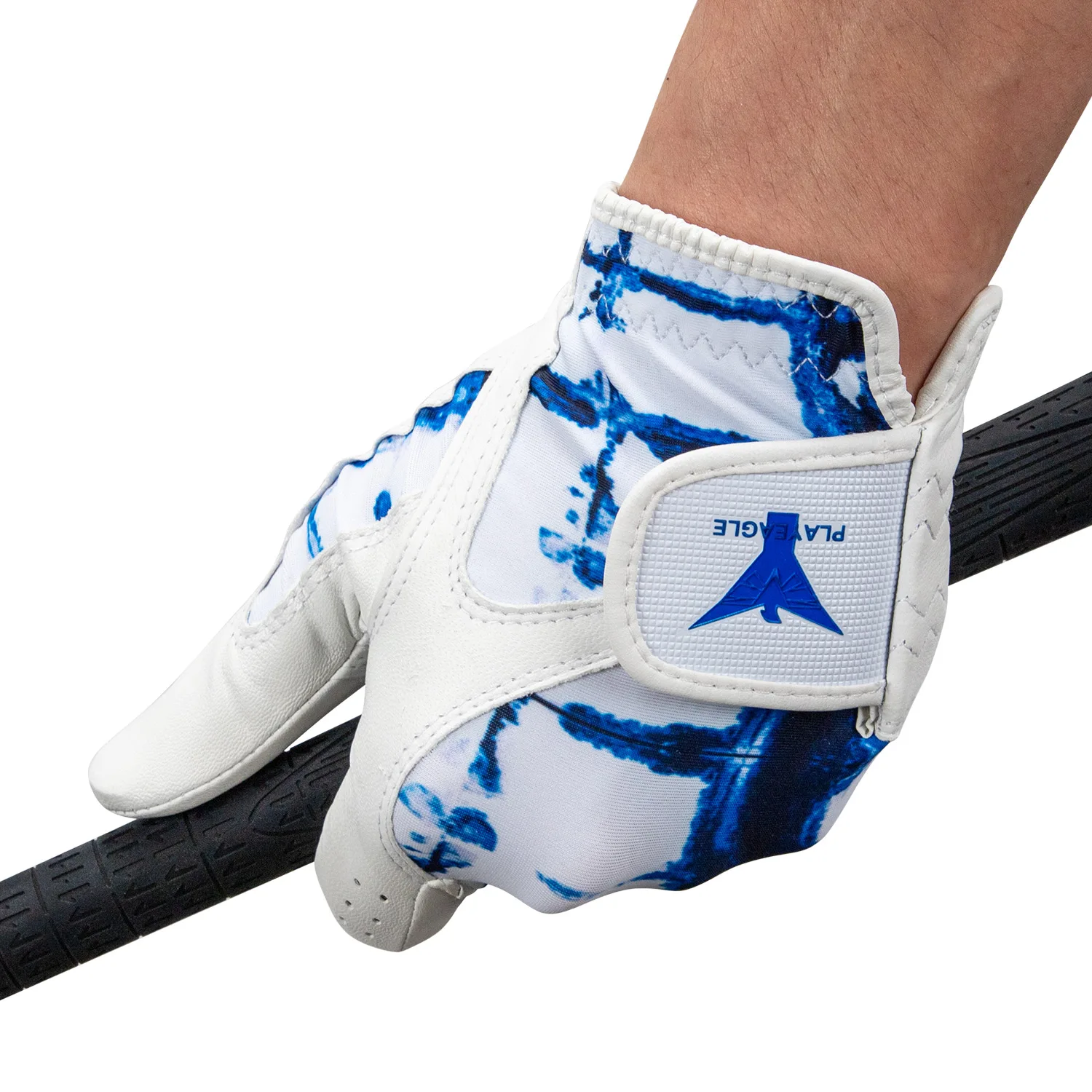 

PLAYEAGEL Men's Blue/White Breathable Fabric Cabretta Leather Golf Man Men Glove