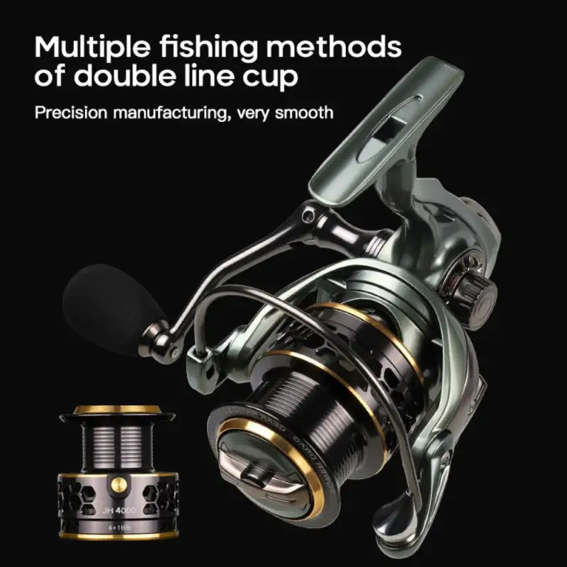 

JH3000 4000 Fishing Reels Double Metal Spool Handle No Gap Squid Saltwater Carp Coil Spinning Reel Outdoor Fishing Supplies