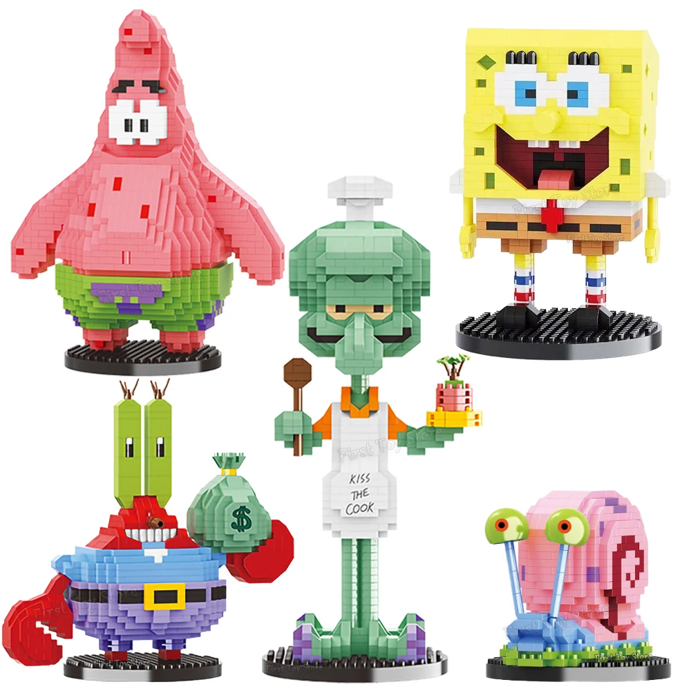 

New SpongeBob SquarePants Blocks City Patrick Star Squidward Charm Idea Building Blocks Bricks Toys Kid Birthday Gift