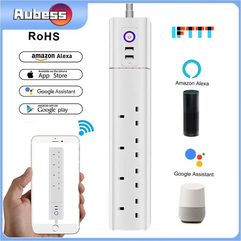 

Штепсельная Вилка стандарта Великобритании, 4 розетки + USB Смарт-кабель U7n, штепсельная вилка, 4 розетки, зарядка через 4USB, умный блок питания с...