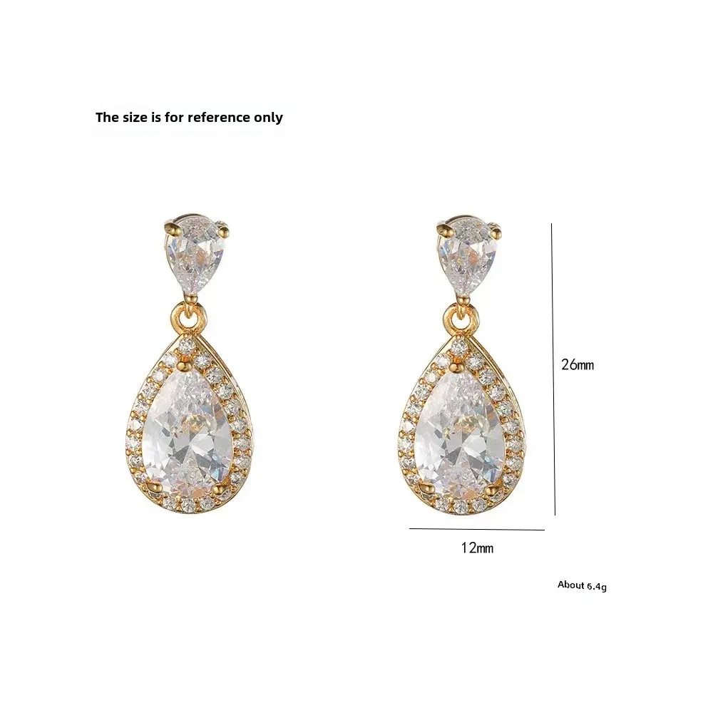 Модные простые нишевые серьги женские в корейском стиле с цирконием форме капли