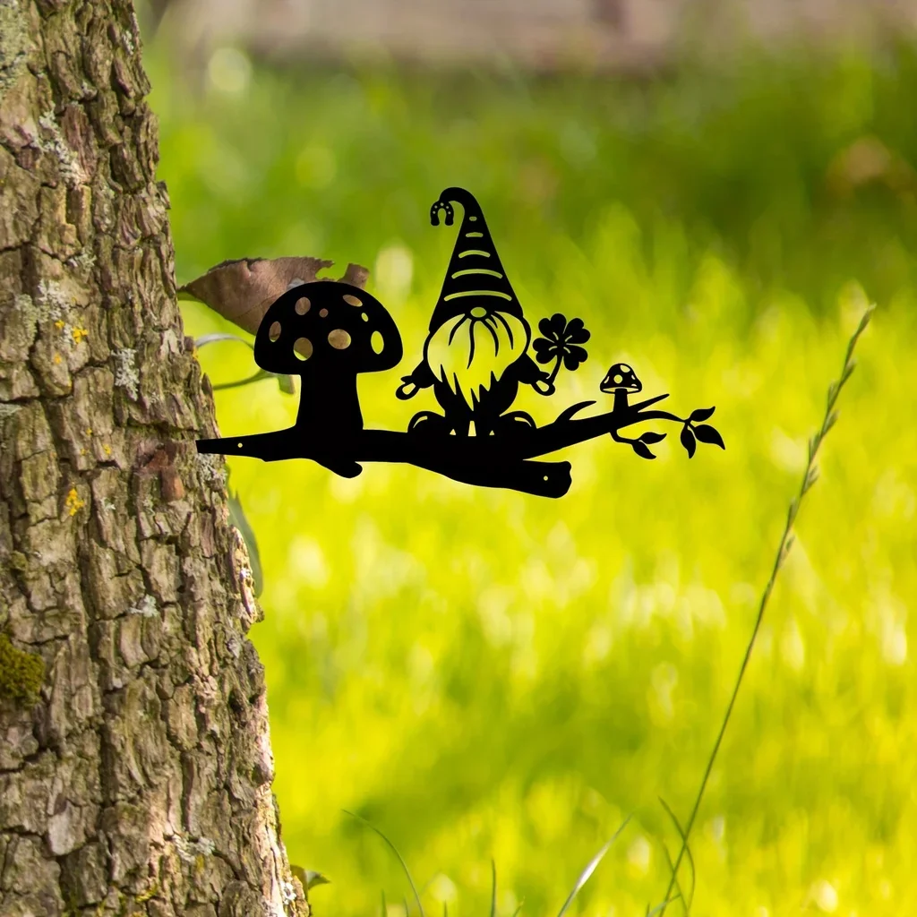 Металлический Гном Садовый Кол Украшение Прикосновение Магии На Ваш Двор