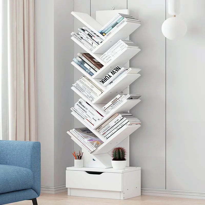 

Bookshelf Multi-layer Simple Small Bookcase Floor-to-floor Tree Creative Shelf Modern Storage Shelf for Students Desktops