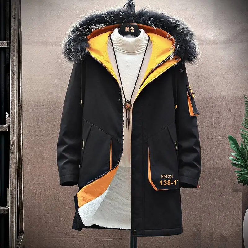 Winter Thick Warm Long Parka Men Hooded Men Fur Linner Fleece Jacket Coat Military Cargo Jackets Mens Windproof Velvet Warm Coat