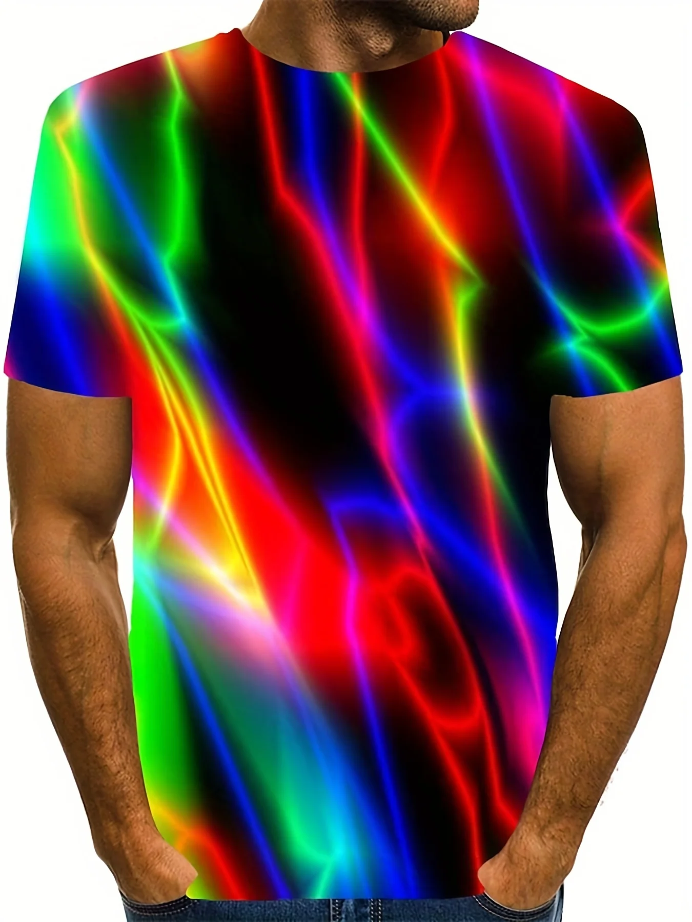 

2023 New Tshirt Colorful light pattern, men's novelty T-shirt fashionable summer T-shirt 3d printed T-shirt shirt Tshirt for men