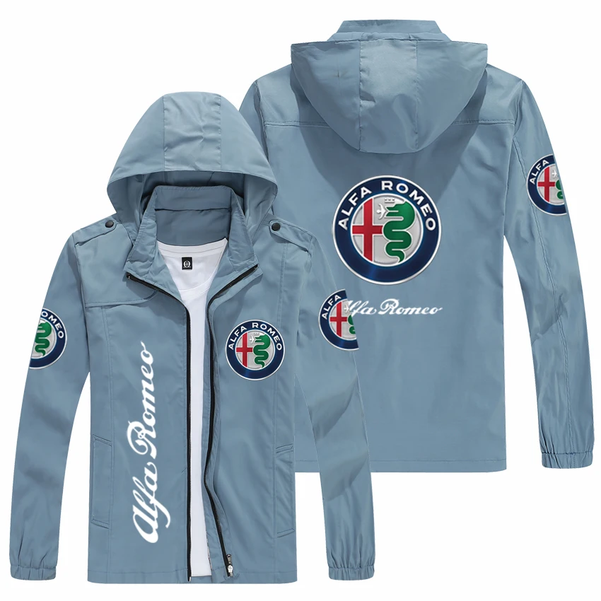 

2022 NEW Spring men's ALFA ROMER logo Hooded Jacket popular print casual fashion loose rider jacket men's street Baseball