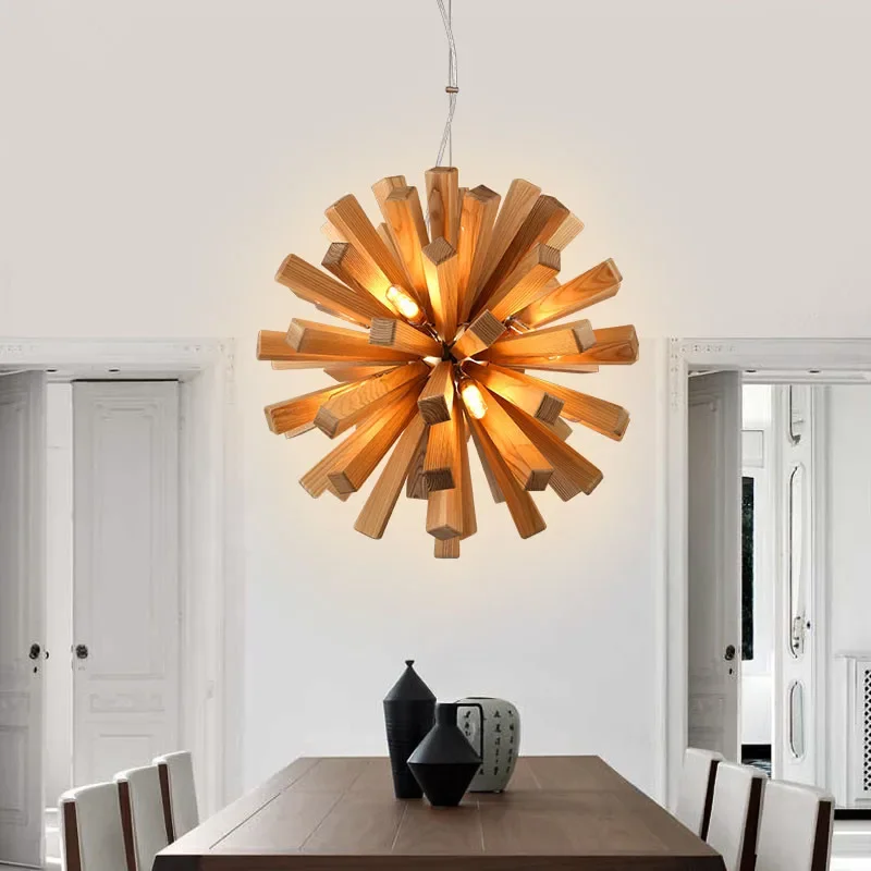 НОВАЯ 52 см Северная Европа деревянная винтажная люстра для ресторана кафе из