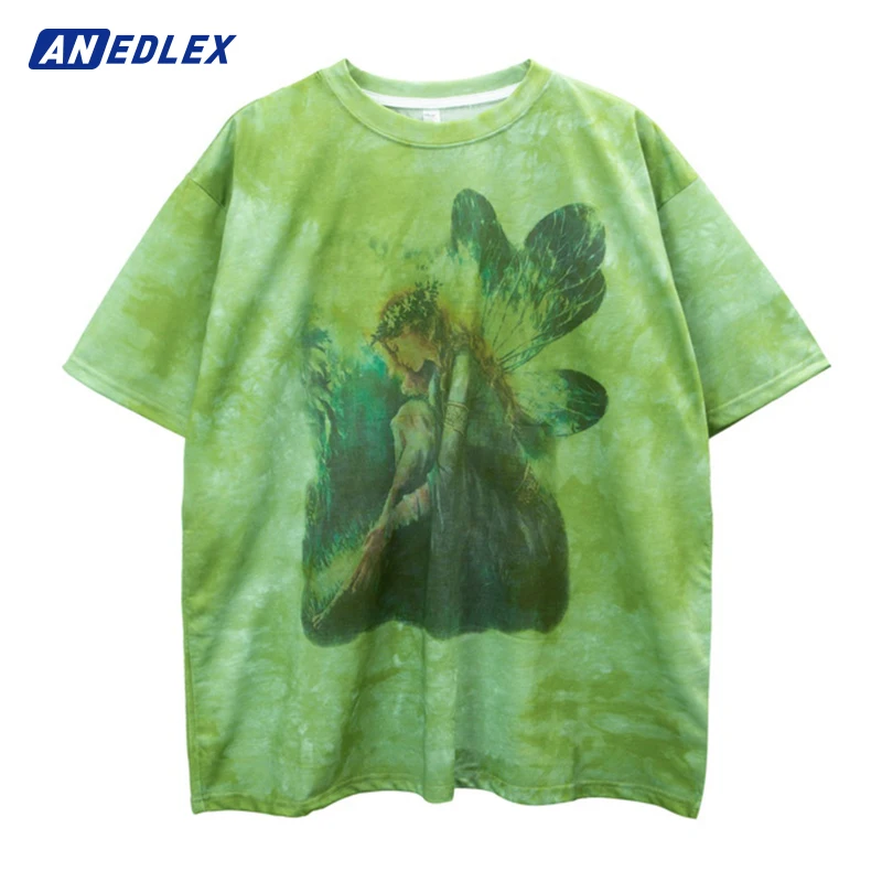 

2022 New Hip Hop T Shirt Streetwear Harajuku Butterfly Wings Girl Graphic Print Tees Men Women Summer Cotton Short Sleeve Tshirt