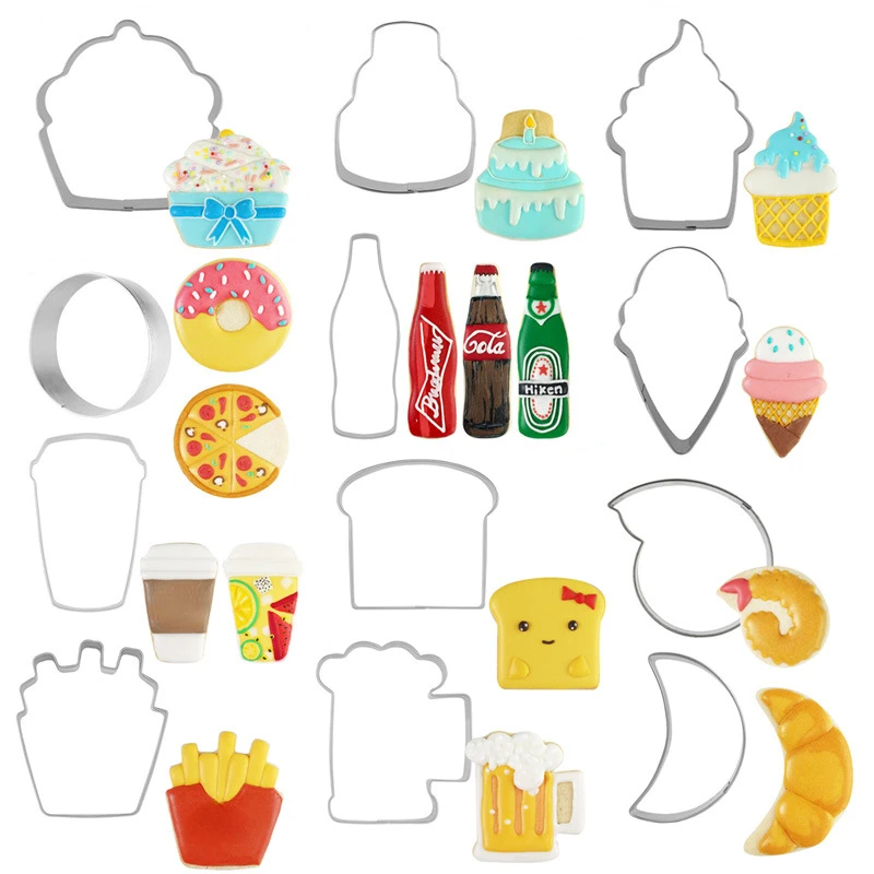 

FANGLELAND 12 штук форма для печенья с тематикой закусок серия для выпечки резка печенья набор из нержавеющей стали для омлета