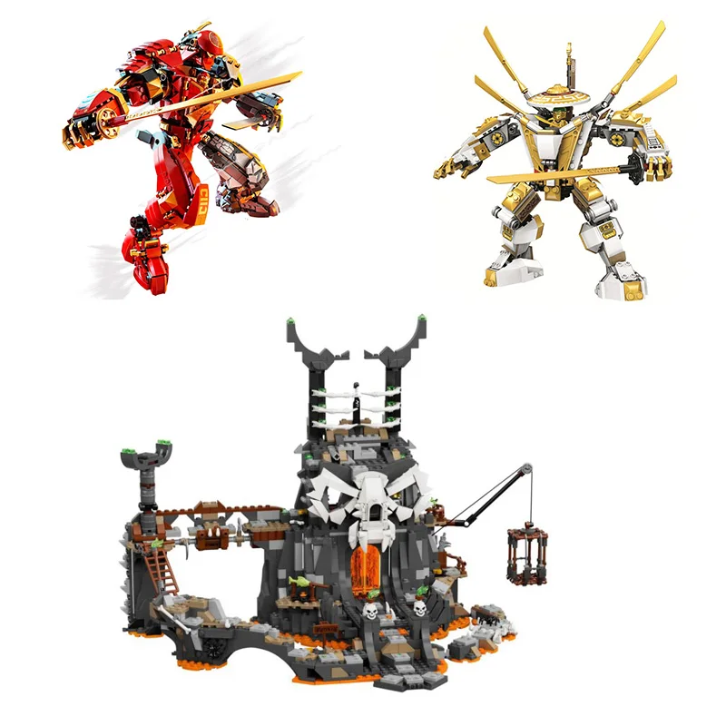 

Ultra Dragon Building Blocks Skull Sorcerer Dungeons Mech Golden Set ninja Bricks Toys for Children Compatible 71722 71721 71718