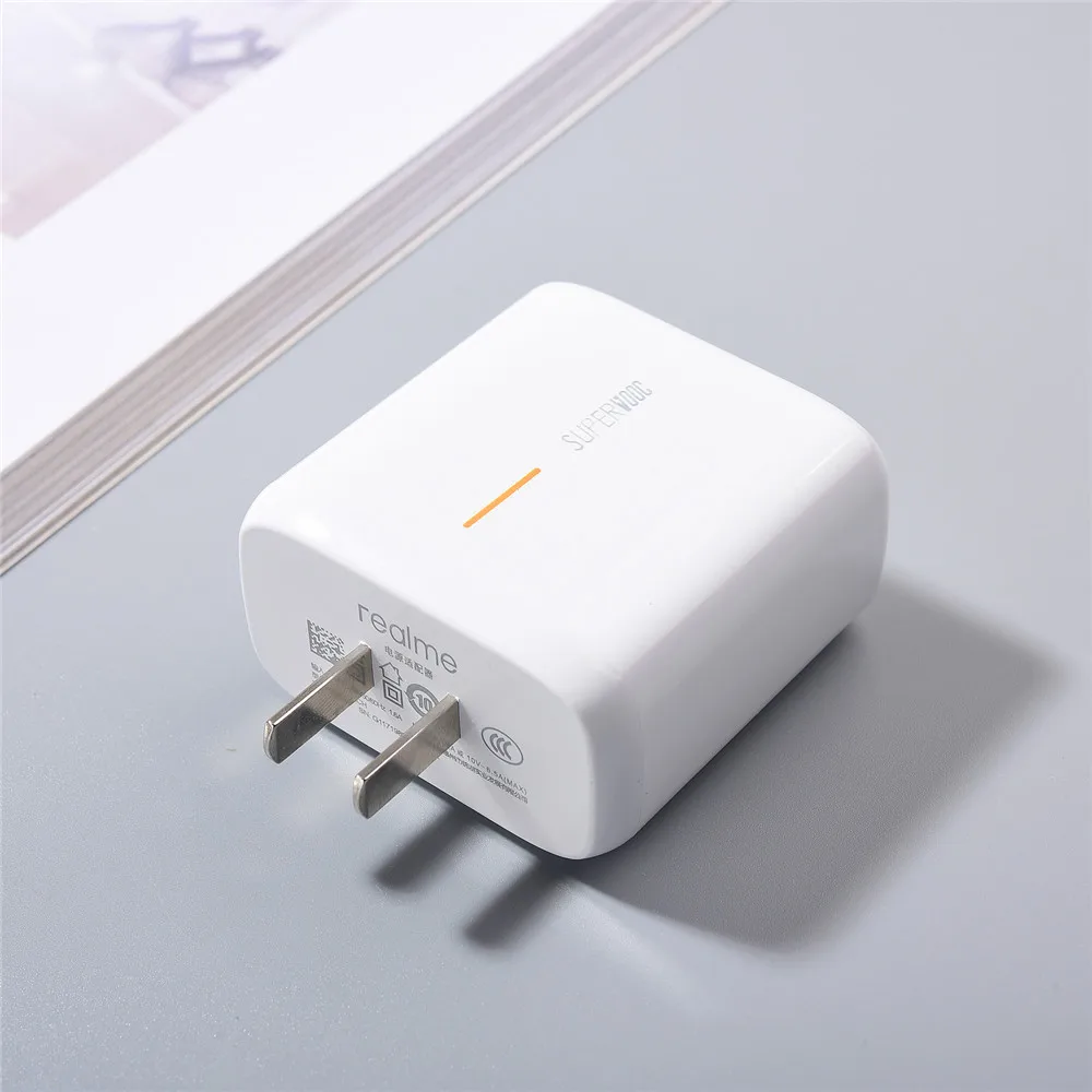 Оригинальное быстрое зарядное устройство Realme 65 Вт Supervooc, адаптер с американской вилкой, 100 см, кабель Type-C для OPPO Find X2 Reno 6 7 8 Ace 2 R17 X50 X7 Pro