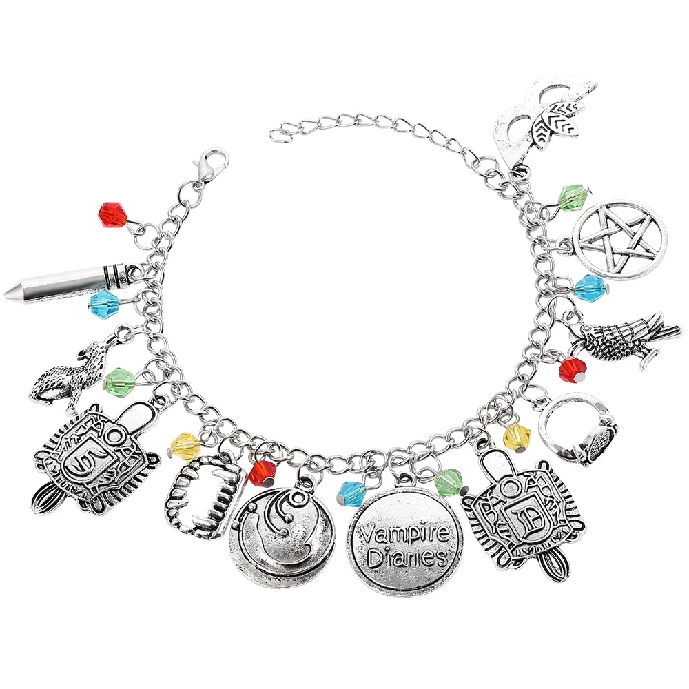 

TV The Vampire Diaries Pendants Bangle Bracelet Mask Pentagram Link Chain Bracelets for Women Accessories