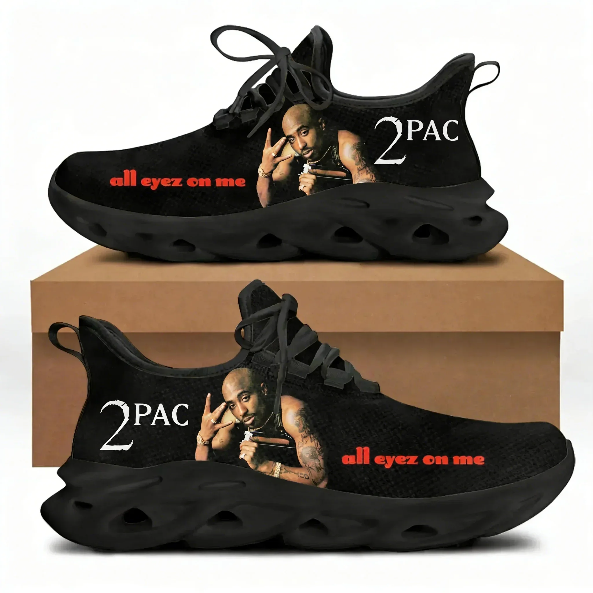 Фото Спортивная обувь 2Pac Tupac Rap All Eyez on Me для мужчин, женщин, подростков, детей, повседневные кроссовки, индивидуальные высококачественные парные кроссовки №1