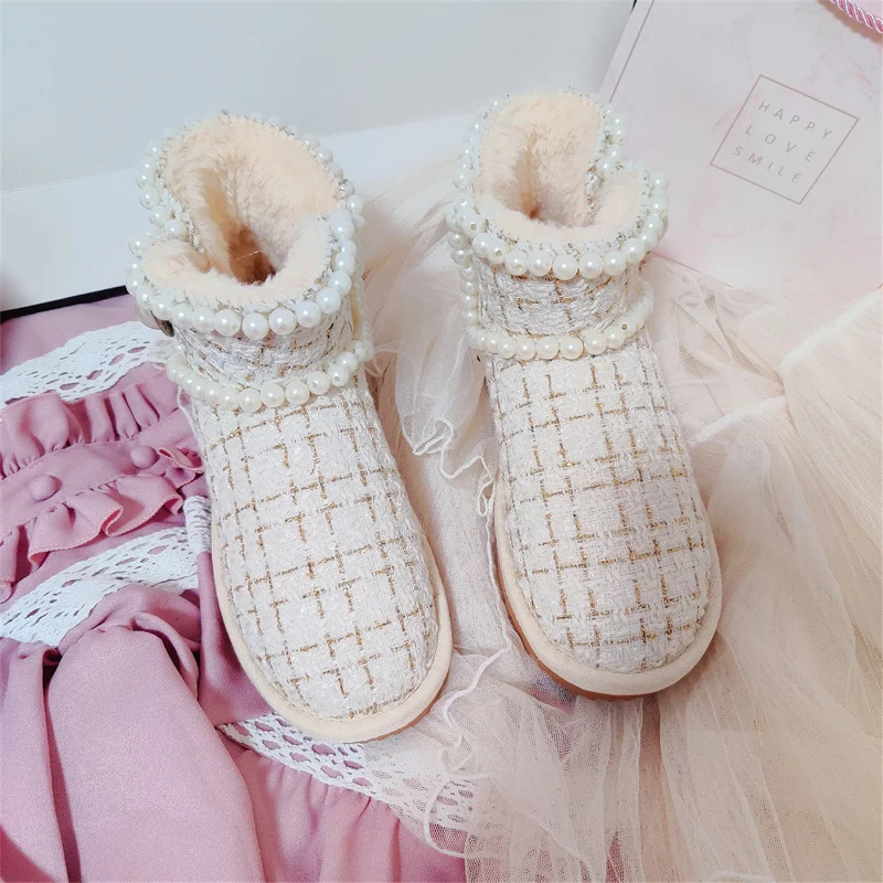 

Snow boots female sheep fur one new fashion rhinester buckle short cotton shoes female winter plus cashmere 35-40