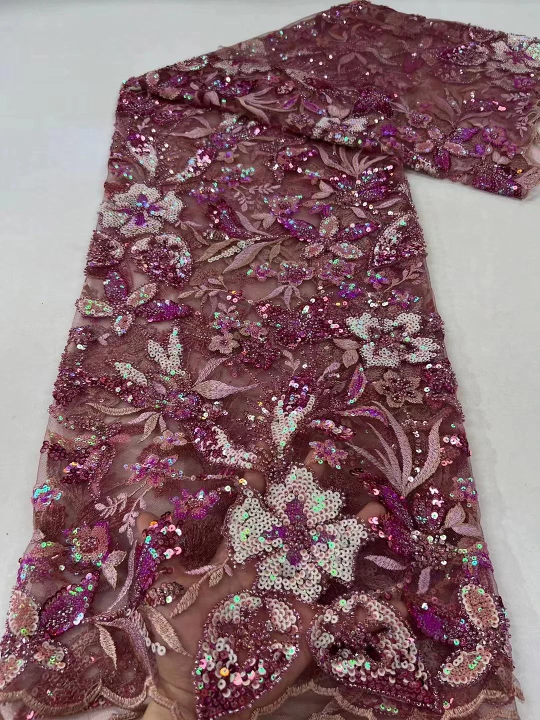 

Африканская модная многоцветная блестящая Трехмерная ткань с цветочной вышивкой, высококачественное модное свадебное платье Чонсам 5 ярдов