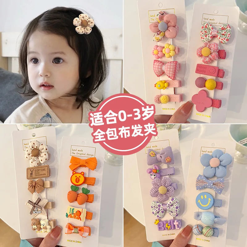

Baby girls 0-3 years old full wrap cloth hair clip Baby no damage cute super cute hair clip children flower safety hair clip