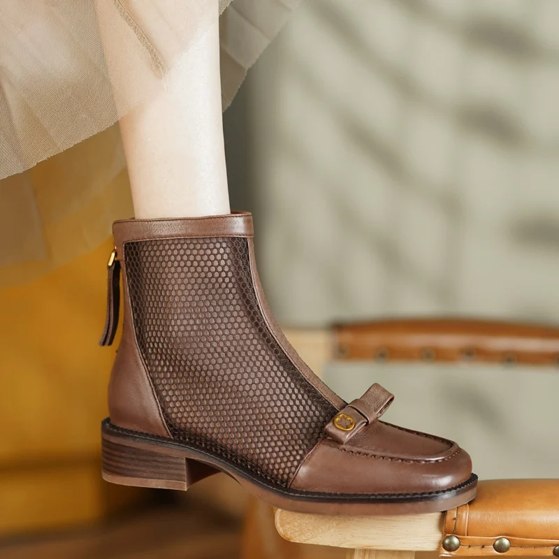 

New Women's Fashion Boots Comfortable Vintage Cutout Boots High Quality Boots Leather Boots Women Sandals Women Shoes 2022