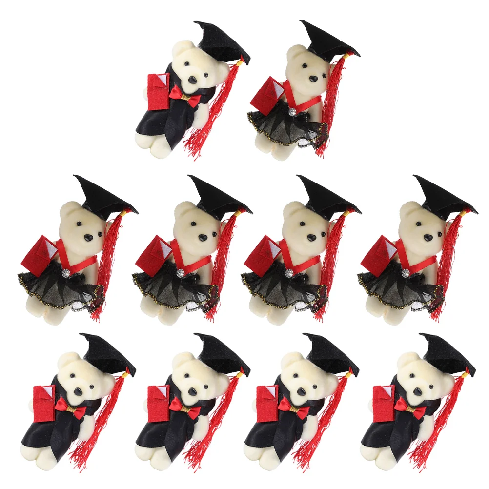 

10 Pcs Miniature Dolls Plush Bear Graduate Charm Graduation Bears Fabric Standing