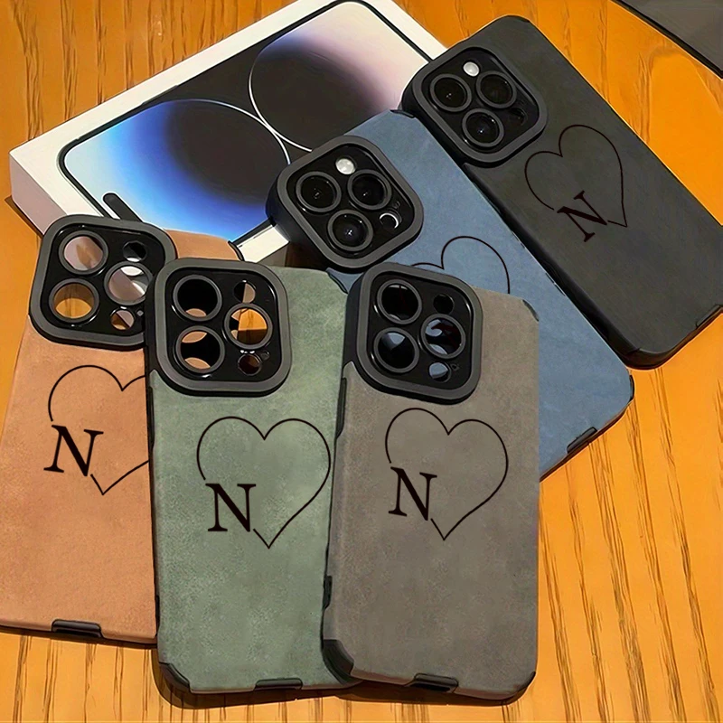 Чехол для телефона с узором Heart & Letter N для 17, 16, 15, 14, 13, 12, 11 Pro Max Air XR X XS 7 8 Plus SE 2022, противоударный защитный чехол (art.: 3920d421eea89) - 3920d421eea89