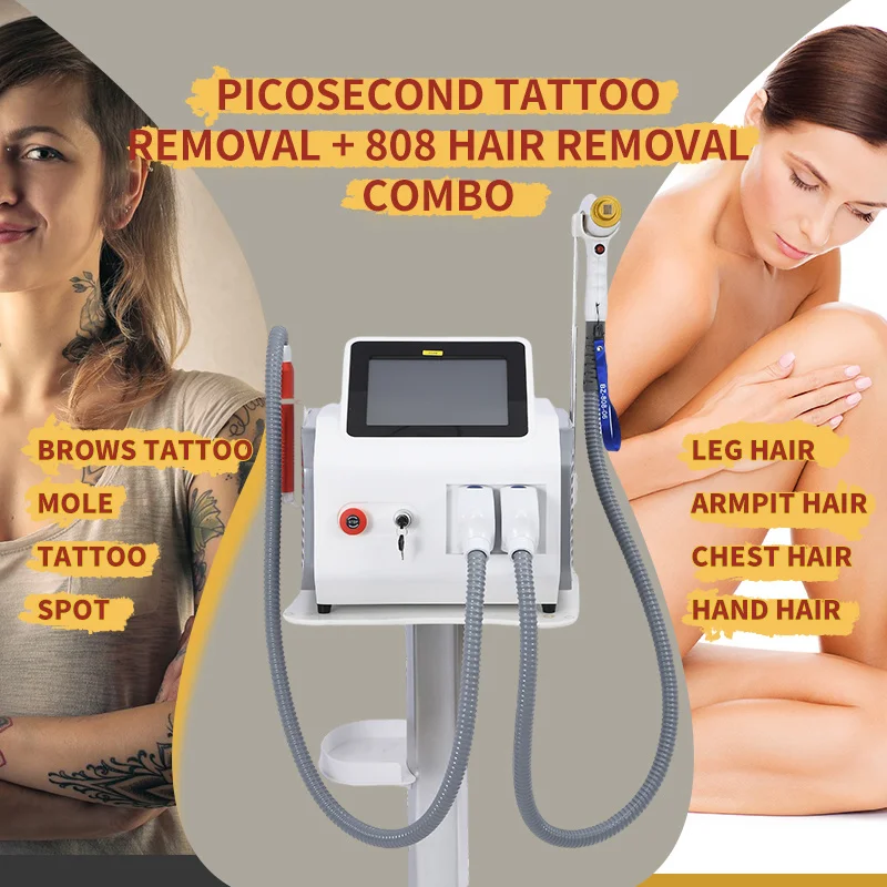 

2 in 1 808 diode Laser permanent hair removal q switched nd yag portable 755 nm picosecond laser tattoo removal machine