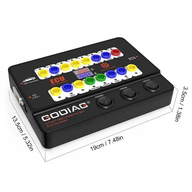 GODIAG GT100+ OBDII Breakout Box: Коннектор для ЭБУ с поддержкой CANBUS и отображением электронного тока, вилка стандарта США (art.: 3920dbbf75f35) - 3920dbbf75f35