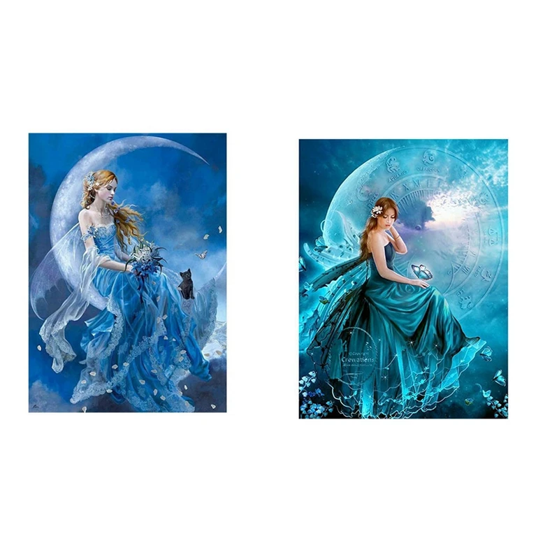 

2Set 5D DIY Diamond Painting Kit Embroidery Cross Stitch Kit Arts Home Wall Decor Craft (Sapphire Blue & Lake Blue)