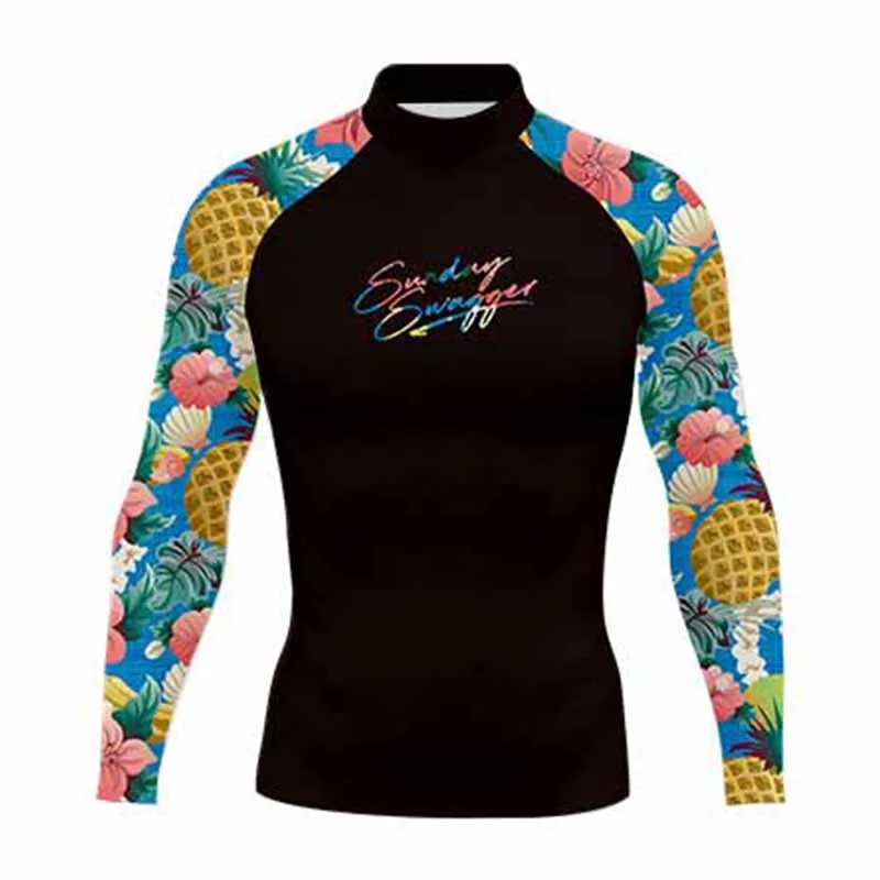 

Sunday Swagger Summer Swimming Men’s Long Sleeve UV Surfing Suits Protection-RashGuard Diving Surf T-Shirt Swimming