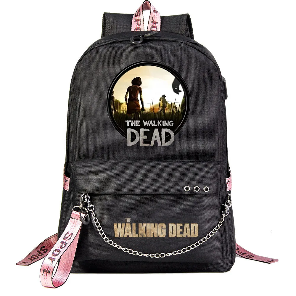 The Walking Dead USB Backpack School Bag Laptop Rucksack Women Men Backbag Travel Daypacks Chain Backpack Mochilas