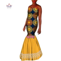 droppshipng summer women traditional african vestido boho print maxi lady clothes strapless long dress vintage robe female wy519