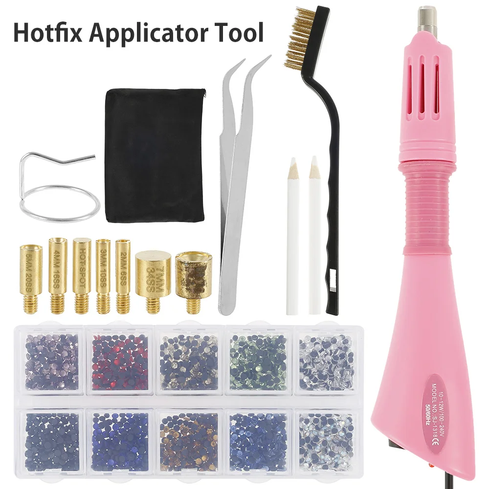 

Hot fix Rhinestones Hotfix Applicator Tool with 7 Tips Crystal Glass Rhinestone Iron-on Wand DIY Craft Garment Shoes Stick Drill