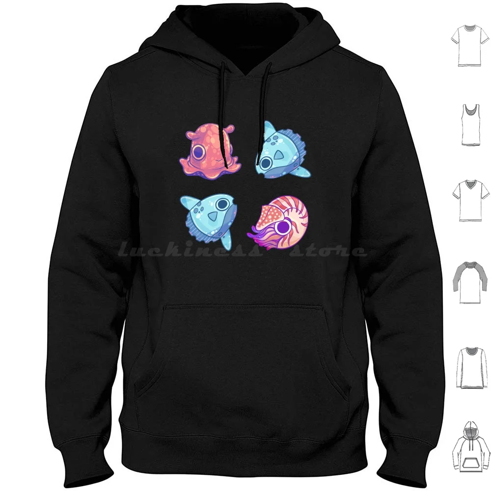 

Ocean Friends ( Sticker Pack ) Hoodies Long Sleeve Octopus Octopus Octo Sunfish Mola Mola Ocean Sunfish Nautilus Fish