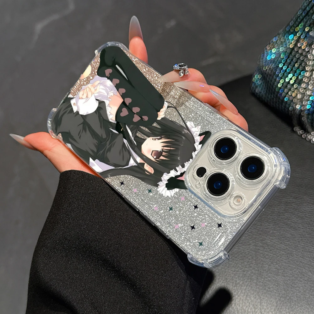 Clmj Аниме Cute Maid Girl чехол для телефона Oppo Realme C55 C53 C30S C35 C33 C31 C15 13 Pro Plus 4G 5G Anti-Fall Bling Cover