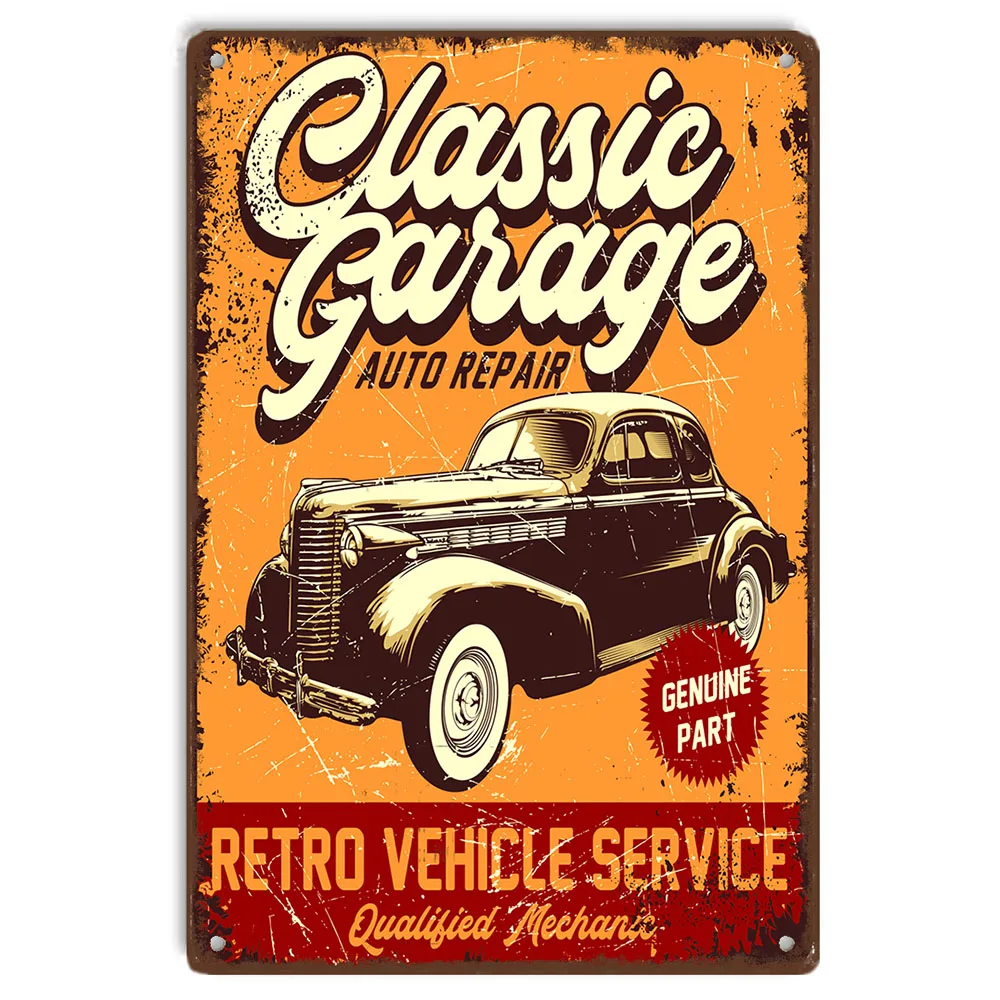 

Classic Garage Auto Repair Metal Vintage Tin Signs Poster for Home Bar Pub Club Garage Man Cave Wall Decor