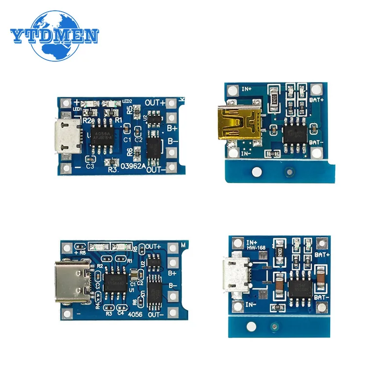 

5pcs/lot 5V 1A Type-c/Micro/Mini 18650 TP4056 Lithium Battery Charging Board Charger Module with Protection Dual Functions