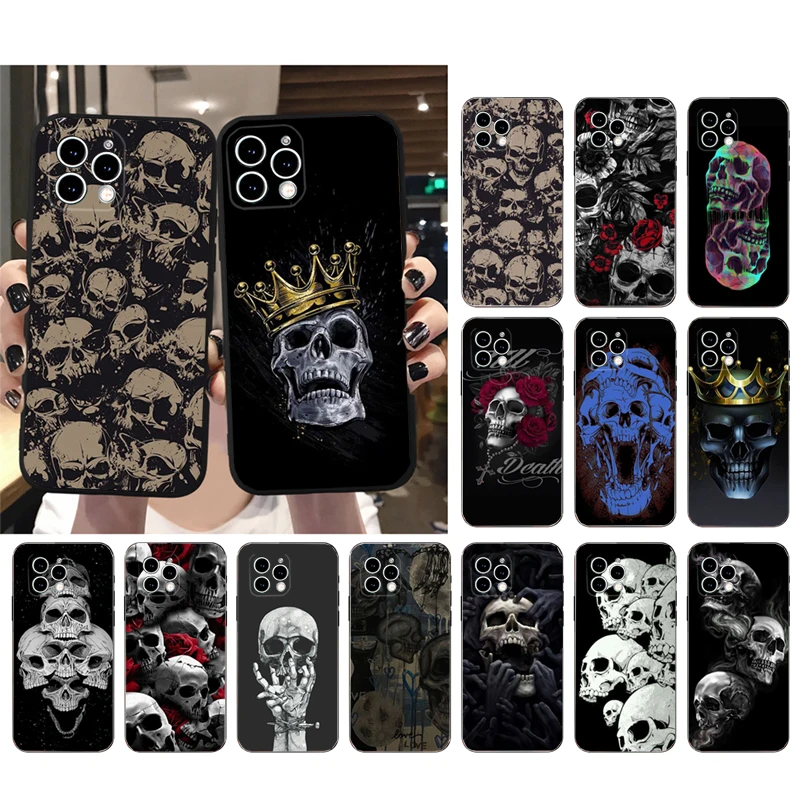 

Phone Case For iphone 14 Pro Max 13 12 11 Pro Max XS XR X 12mini 7 8 Plus SE Skull Case Funda