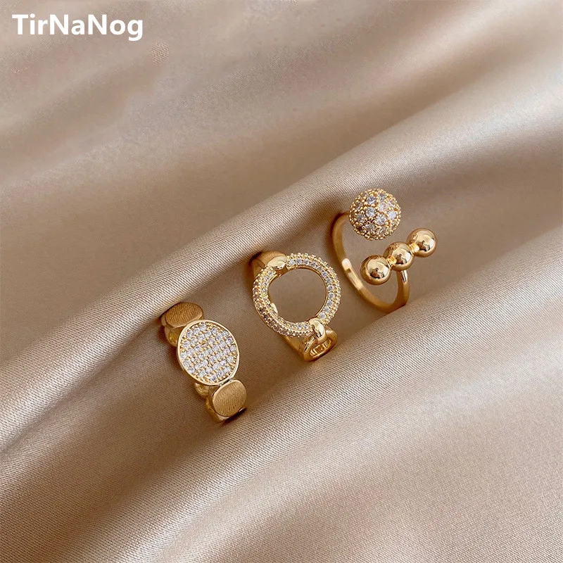 

2022 New Fashion Classic Luxury Elegant Geometry Adjustable Zircon Ring Opening Of South Korea's Unusual Women Ring