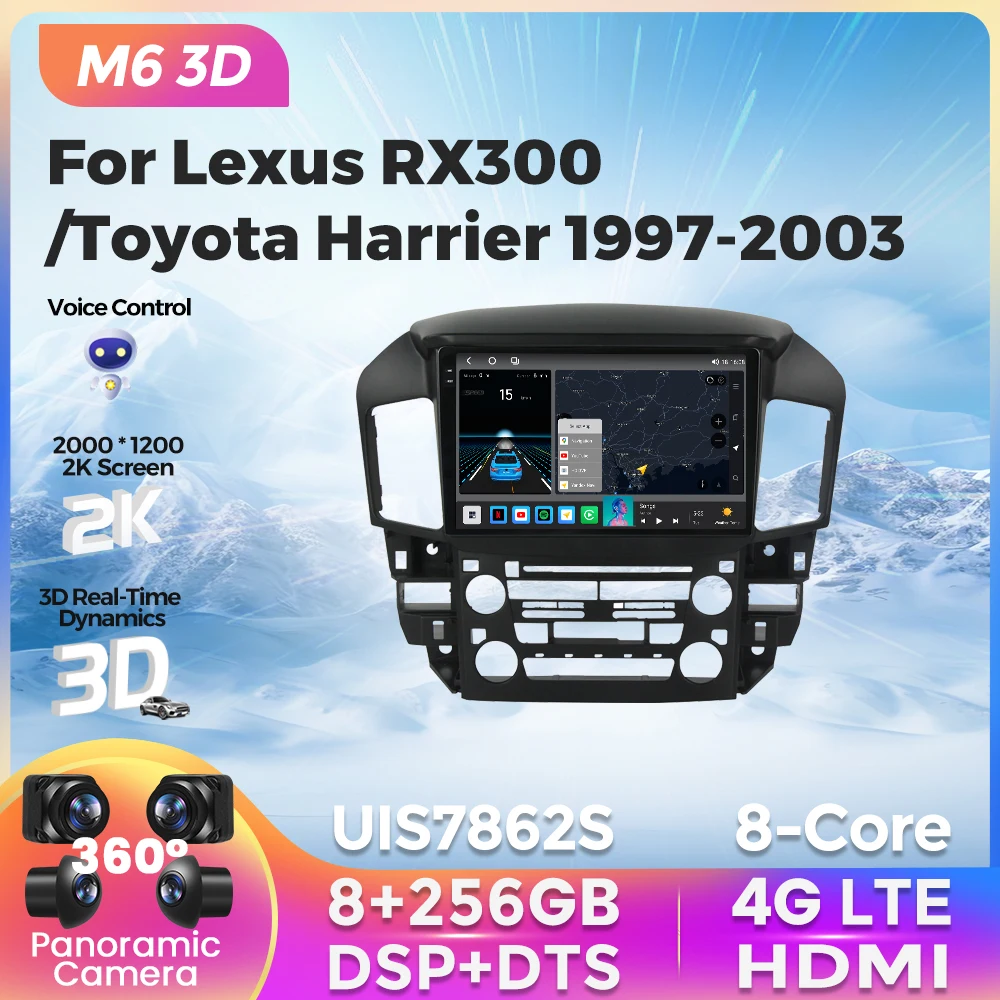 

2K QLED новейший Android автомобильный мультимедийный плеер для Lexus RX300 для Toyota Harrier 1997 - 2003 GPS AI voice 3D UI 2Din все в одном
