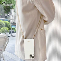 plating pearl crossbody strap lanyard phone case for xiaomi redmi 10c 10 10a 9 9a 9at 9c xiomi note 11 10 9 pro 4g 5g soft cover