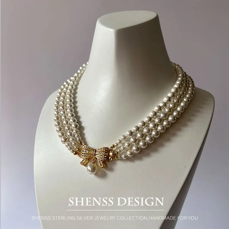 Высококачественное жемчужное ожерелье 6 мм с медной застежкой для женщин на