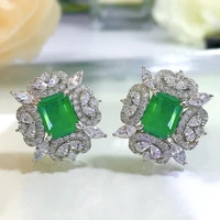 sace gems 100%925 sterling silver 79mm emerald high carbon diamond stud earrings for women sparkling wedding party fine jewelry