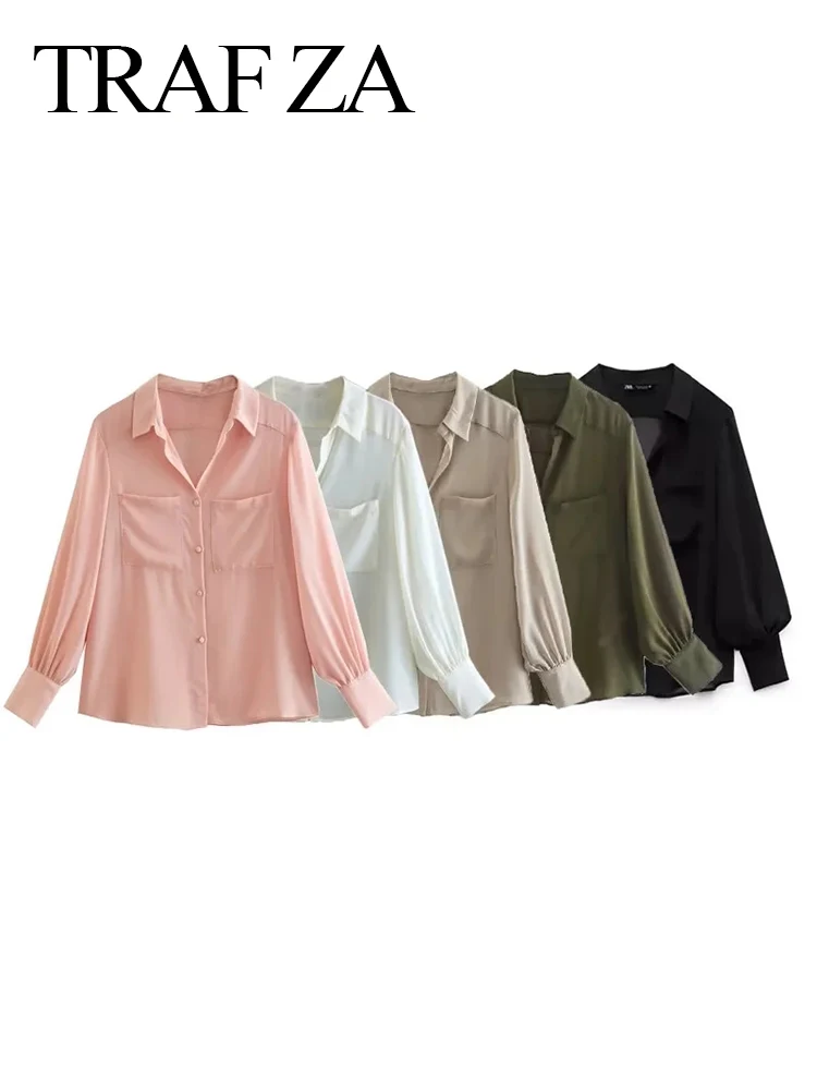 

Женская светильник башка с длинным рукавом, V-образным вырезом и карманами