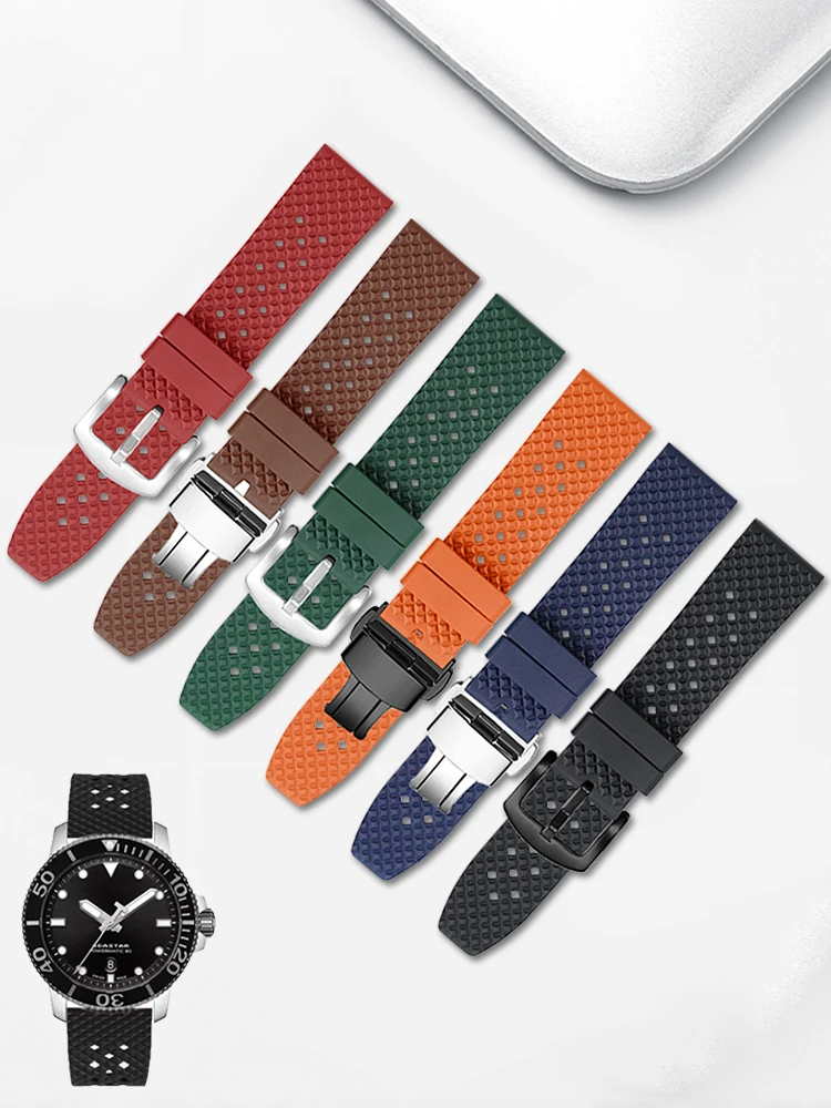 

Universal Brand Flat Interface Fluororubber Watch Strap 18/19/20/21/22/23/24mm Waterproof Rubber Watch Strap