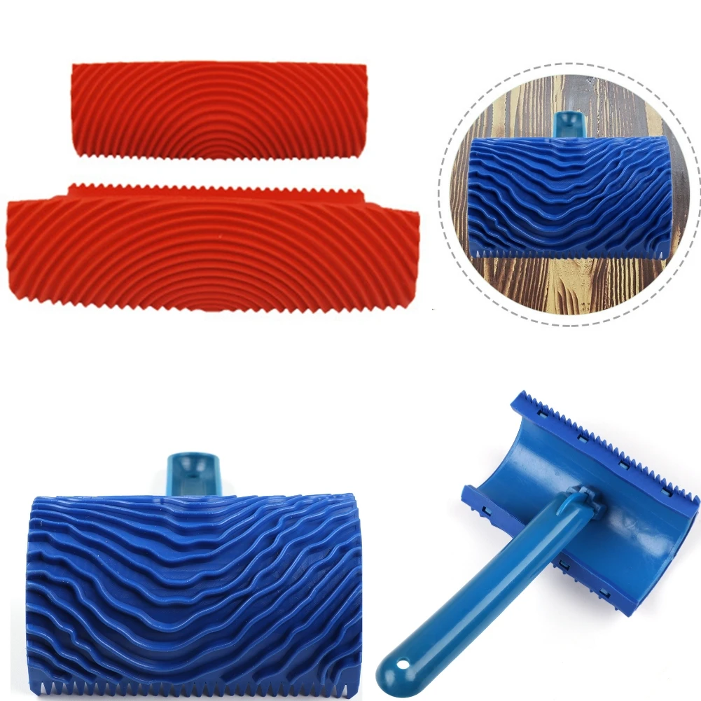 

Blue Rubber Wood Grain Paint Roller Brush DIY Graining Painting Tool Pattern Wall Art Painting Roller Home Decoration Art Tool