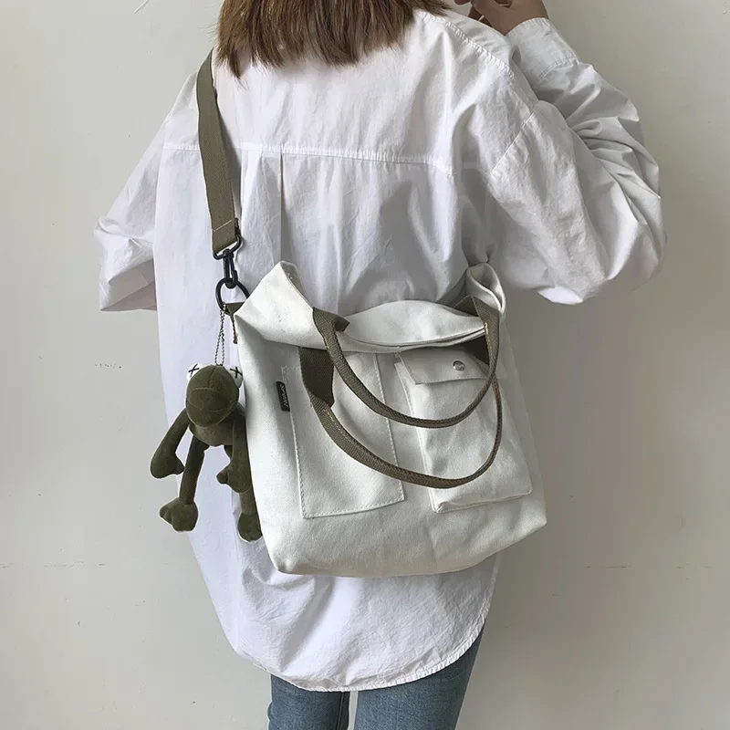 

Women's Canvas Shoulder Bag Handbag Large Capacity Solid Color Totes Shopper Bags Casual Female Cross Body Bag 2023 The New