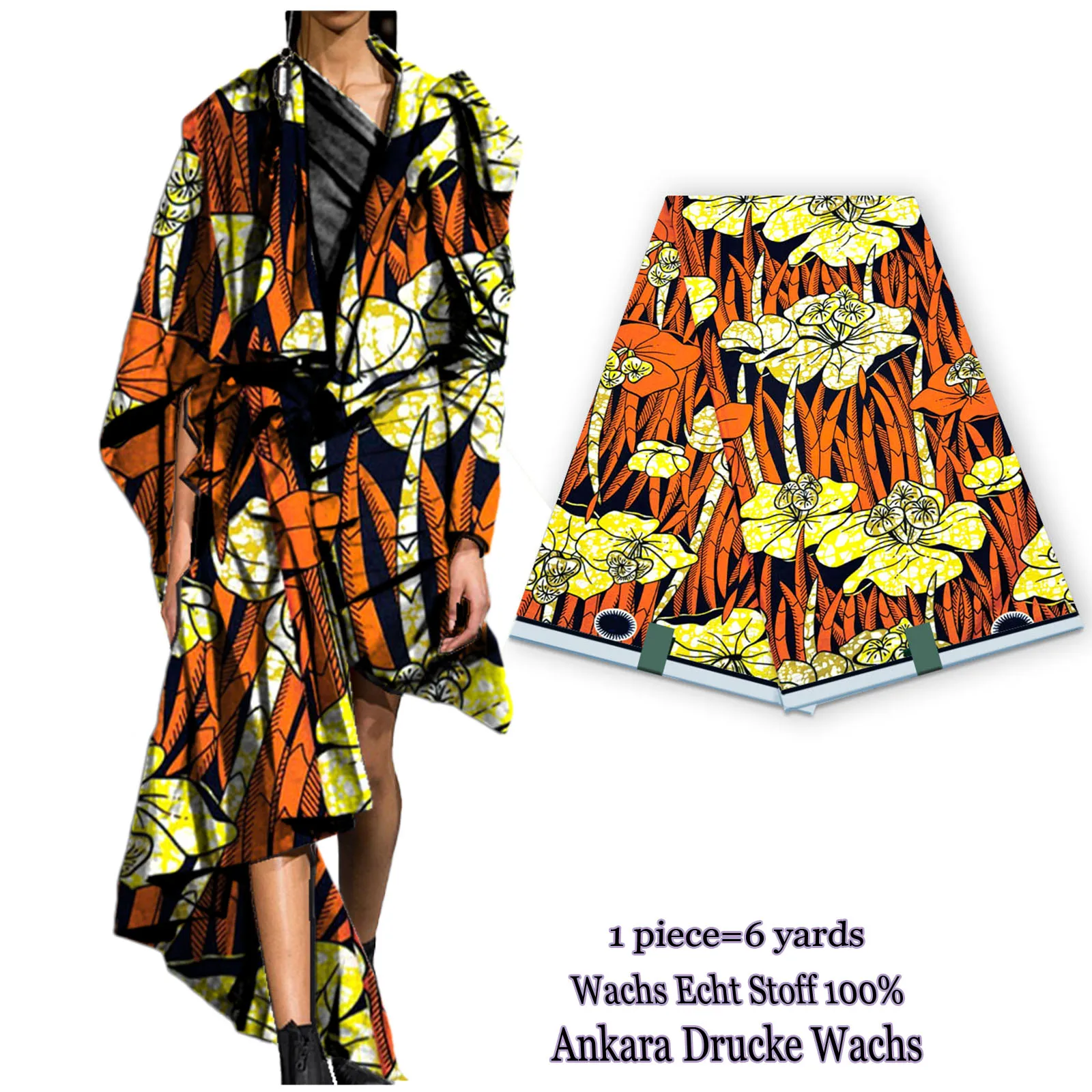 Сырая земля Анкара Восковые принты Ткань 100% хлопок Оригинальная мягкая