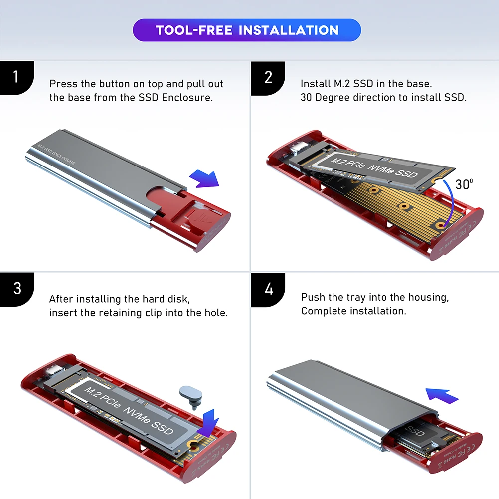 Корпус для жесткого диска M2 Nvme переходник M.2-USB Type C Pcie Ngff Sata M/b Key Ssd |