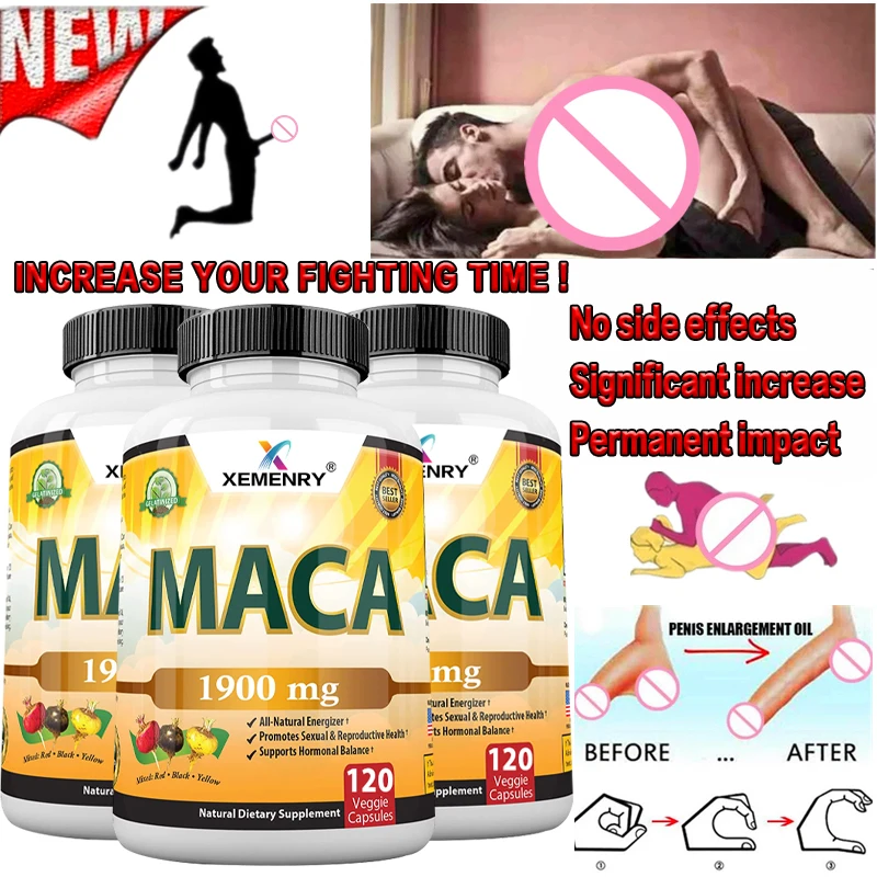 

Natural Male Maca Root Enhance Endurance Pills Supplement Improve Men Function Stamina Booster Ginseng Powder Herbal