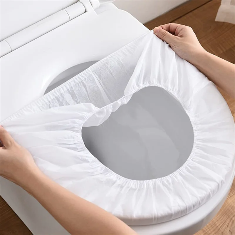

10Pcs Disposable Toilet Seat Cover Mat Portable Waterproof Safety Toilet Seat Pad for Travel Camping Non-woven Toilet Ring