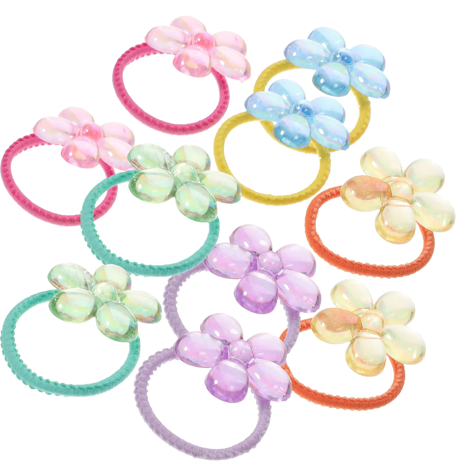 

10pcs Flower Hair Ties Hair Ropes Elastic Ponytail Holders Girls Headdress